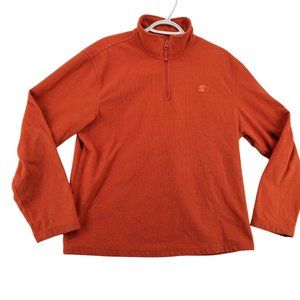 Starter Sweater Mens 1/4 Zip Fleece Orange Sweatshirt Pullover Size Medium